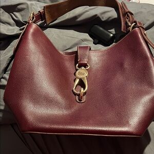 Dooney & Bourke Wine Leather Florentine Lily Bucket Bag